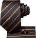 Black and Rust Orange Striped Necktie Set-LBWH1230
