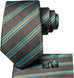 Brown and Teal Striped Necktie Set-LBWH1232
