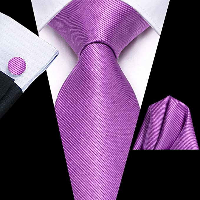 Solid Lilac Purple Wedding Necktie Set-LBWH1235