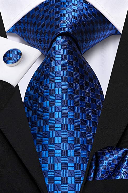 Blue Ice Silk Necktie Set-LBWH645