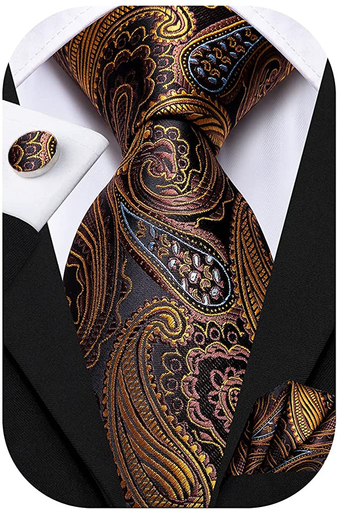 Brown Gold and Blue Paisley Tie Set-LBWH654 | Toramon Necktie Company ...