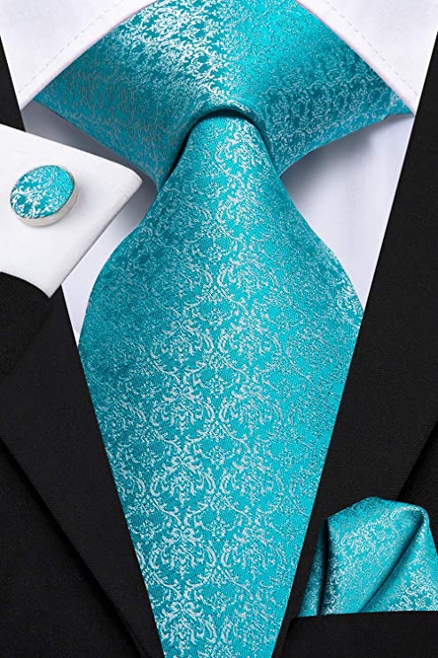 Aqua Wedding Silk Necktie Set-LBWH706