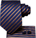63" Extra Long Blue and Brown Stripe Necktie Set-LBWH743XL