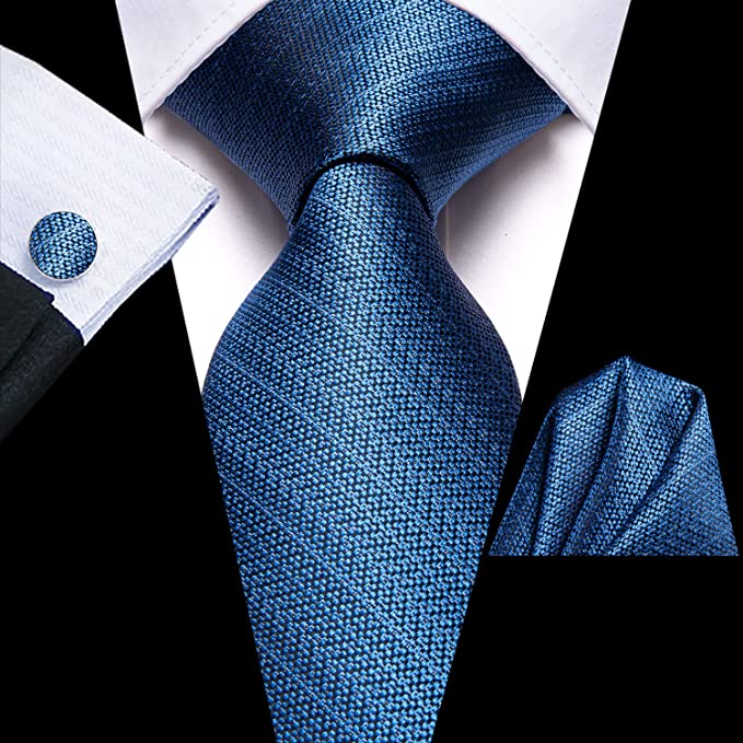 New Blue Stripe Necktie Set-LBWH969