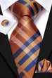 New Orange and Blue Plaid Necktie Set-LBWH973