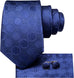 Navy Blue Dot Silk Necktie Set-LBWH979
