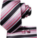 New Black Pink Grey Stripe Necktie Set-LBWH982