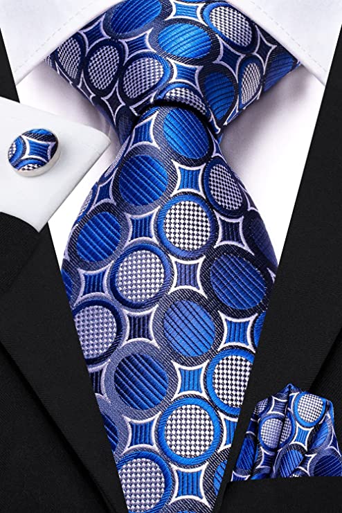 Blue and Silver Necktie Set-LBWH986
