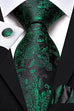 New Black and Green Paisley Necktie Set-LBWH990
