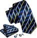 Blue Yellow White Stripe Necktie Set-LBWY1002