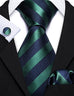 New Green and Blue Stripe Necktie Set-LBWY1084