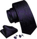 Black and Dark Purple Wedding Paisley Necktie Set-LBWY1095