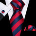 Navy Blue and Red Stripe Necktie Set-LBWY1263