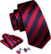 Navy Blue and Red Stripe Necktie Set-LBWY1263