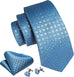 Blue and Grey Silver Necktie Set-LBWY1267