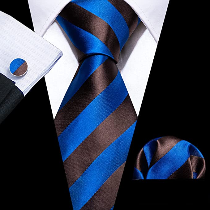 Black and Navy Silk Necktie Set-LBWY1268