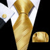 Gold Stripe Silk Necktie Set-LBWY1273