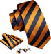 Orange and Navy Stripe Necktie Set-LBWY1282