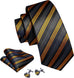 Black and Rust Orange Stripe Necktie Set-LBWY1289