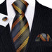 Black and Rust Orange Stripe Necktie Set-LBWY1289