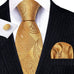Golden Paisley Silk Necktie Set-LBWY769