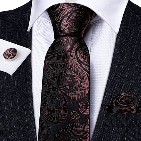 Chocolate Espresso Silk Necktie Set-LBWY771