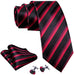 Black and Red Stripe Silk Necktie Set-LBWY775