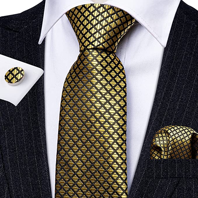 Gold and Black Silk Necktie-LBWY781