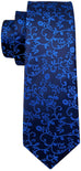 Blue Floral Silk Necktie Set-LBWY792