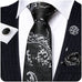Black and Grey Silk Necktie Set-LBWY795