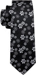 Black and Grey Floral Silk Necktie Set-LBWY800