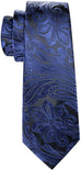 Dark Blue Paisley Silk Necktie Set-LBWY811
