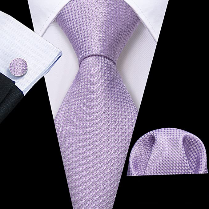 New Light Purple Silk Necktie Set-LBWY994