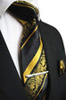 Yellow and Black Striped Paisley Necktie Set MGN276
