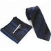 Navy and Black Striped Paisley Tie Set MGN279