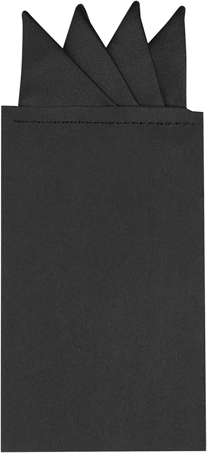 Pre-Folded Black Pocket Square -POC01